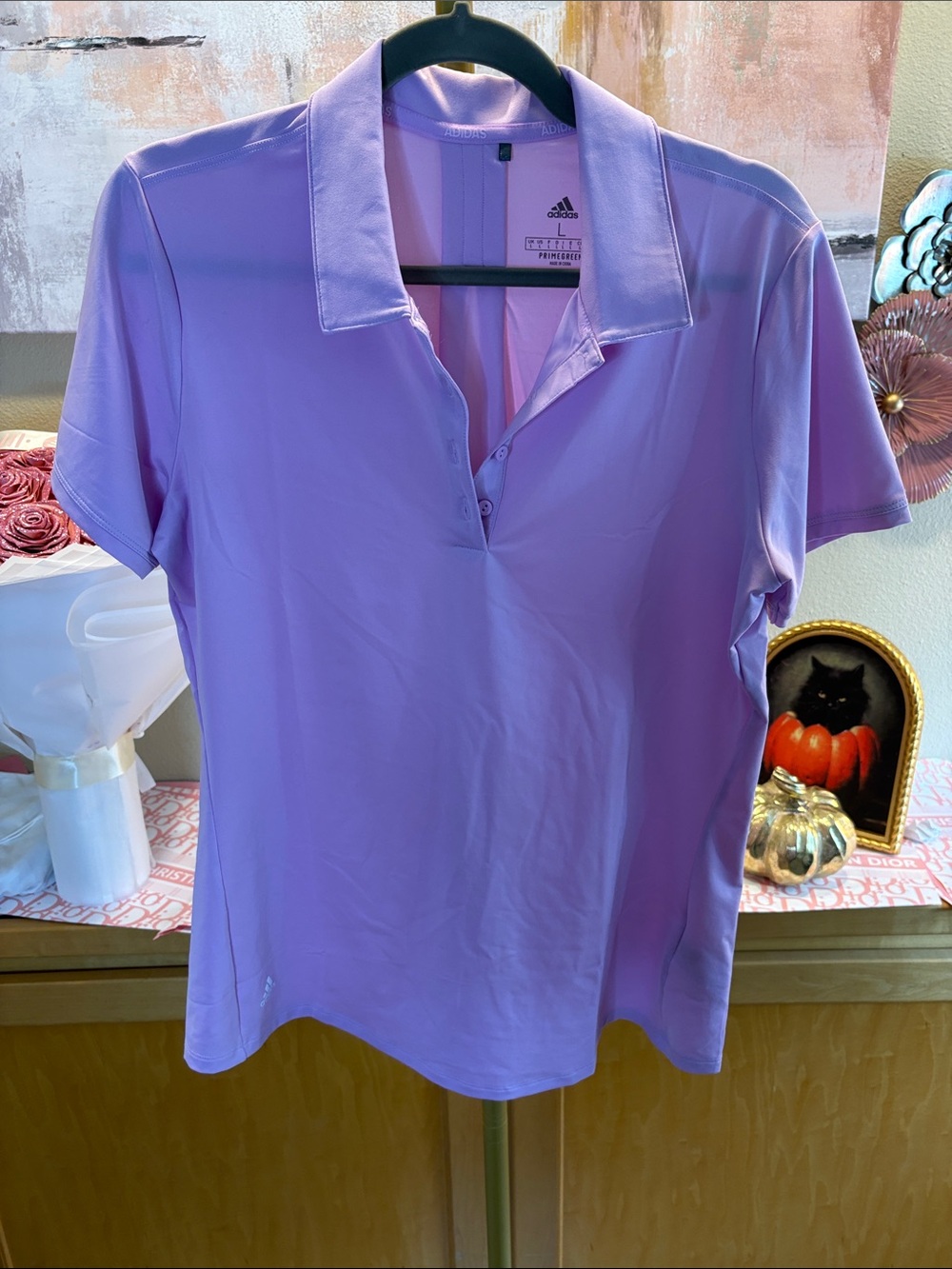 adidas Women’s Lavender Short-Sleeve Polo Shirt